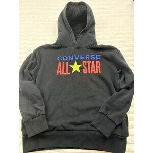 Converse All Star Hoodie Sweatshirt Youth Medium 10-12 Black Fleece Lined Pull